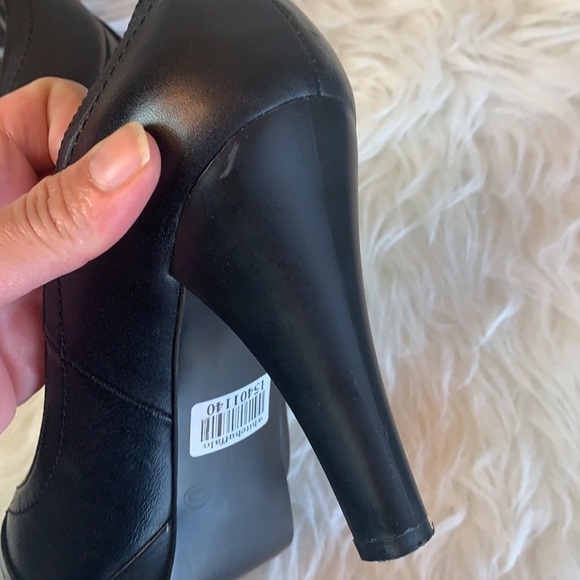 WHITE Buffalo Black Faux Leather Women’s Peep Toe Shoes - Picture 12 of 15